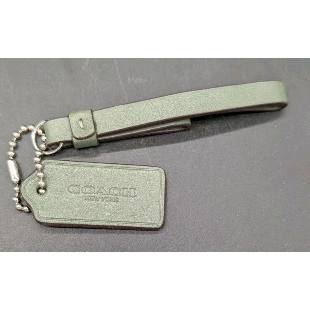 COACH Small Hang Tag Replacement Green Leather Bag Charm Keychain